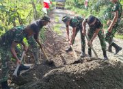 Sejiwa dan Sehati, Tim Satgas TMMD Kodim 0105/Abar Bersama Masyarakat Timbun Jalan Urat Nadi Desa